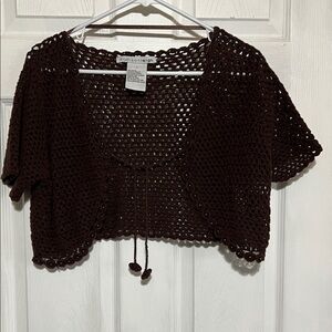 Madison Leigh Chocolate Crochet Cardigan